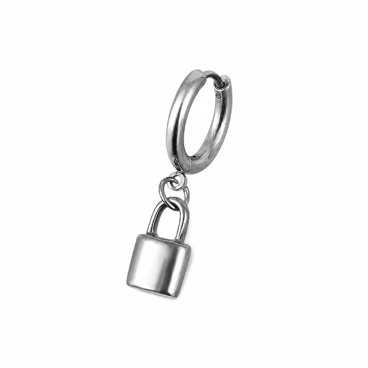 Polished 316 Stainless Steel Charm Hoop Earrings