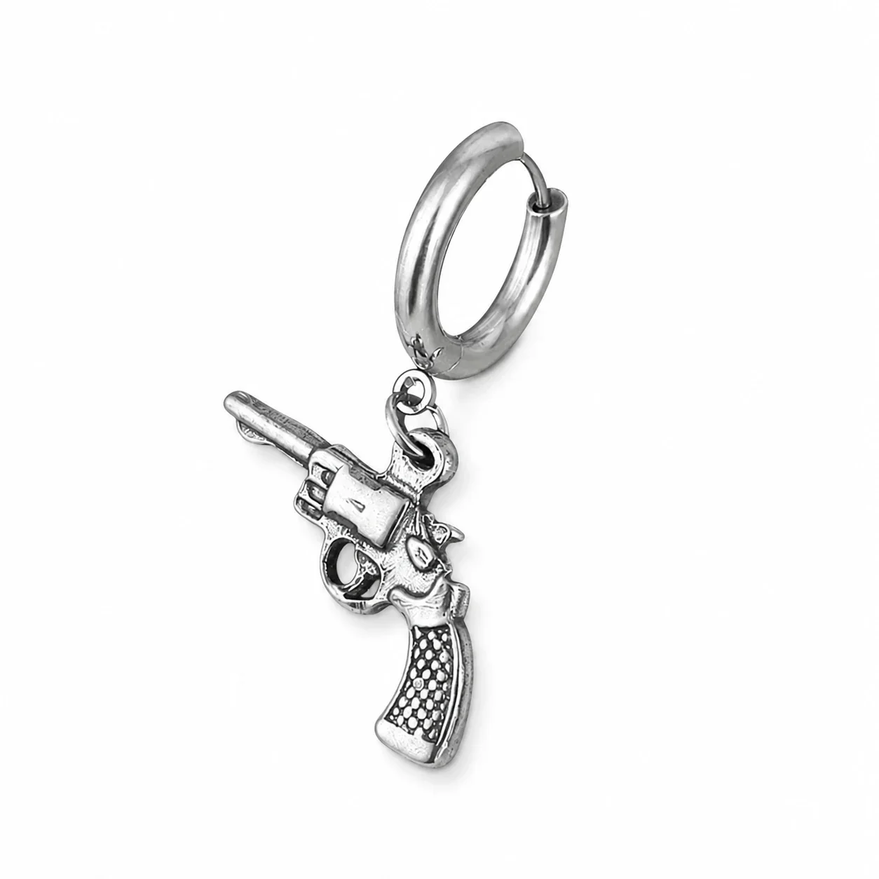 Polished 316 Stainless Steel Charm Hoop Earrings