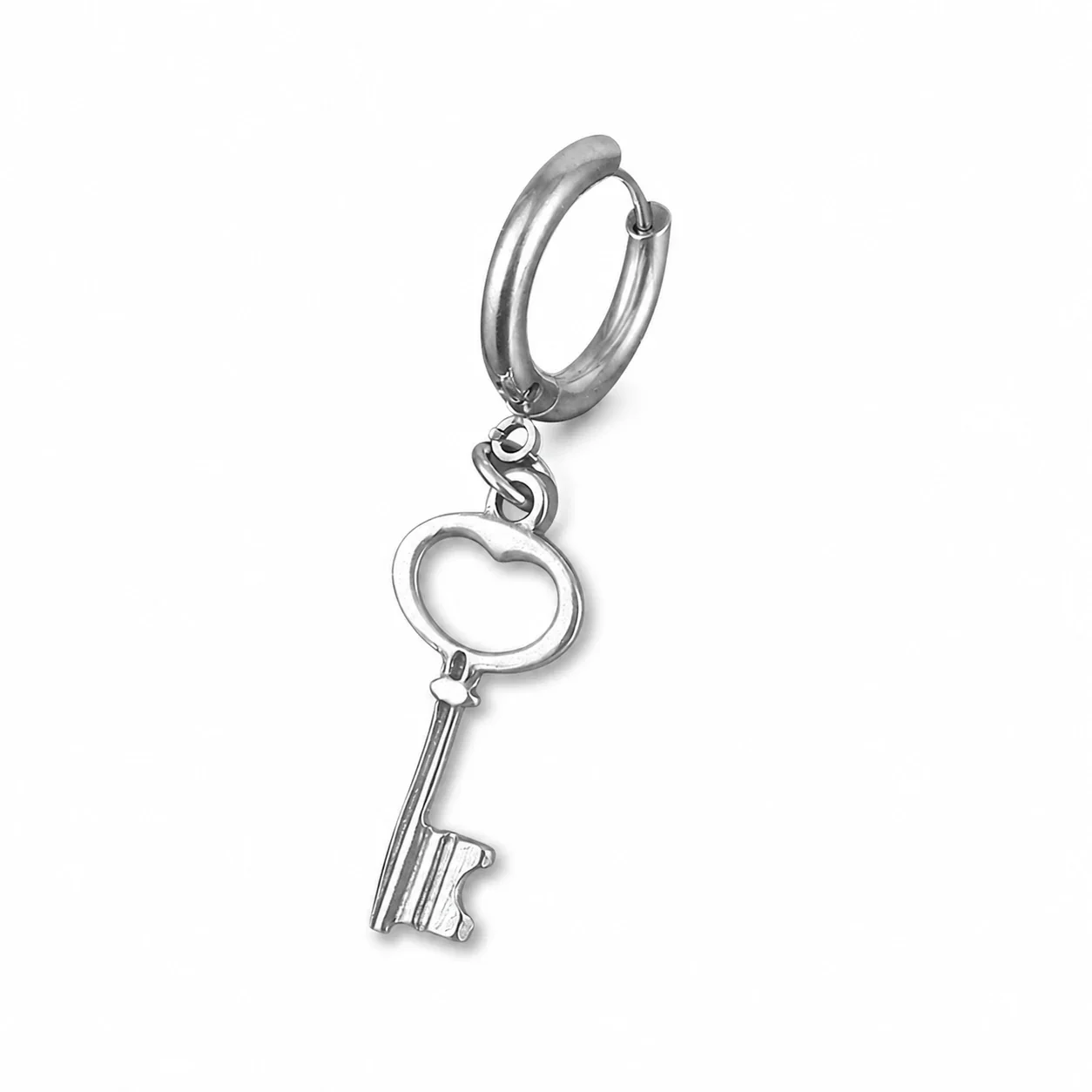 Polished 316 Stainless Steel Charm Hoop Earrings