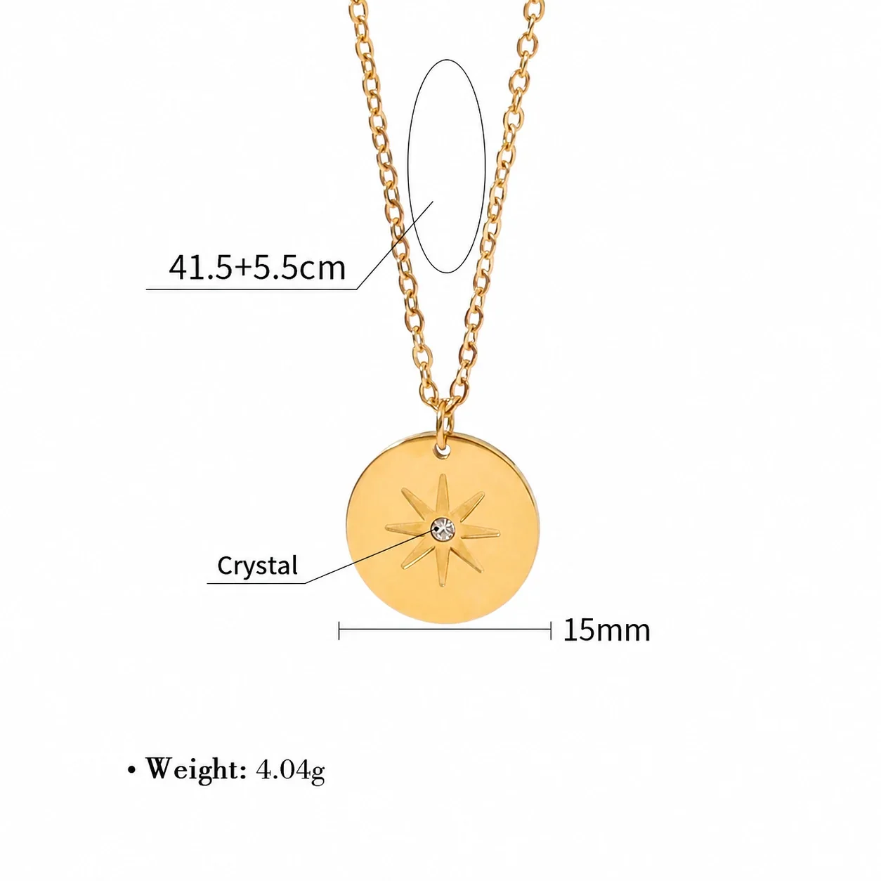 Radiant Gold-Plated Stainless Steel Star Disc Necklace - Gold