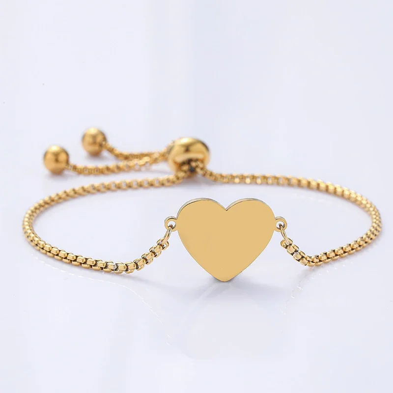 Bracelet with Blank Heart and Adjustable Chain