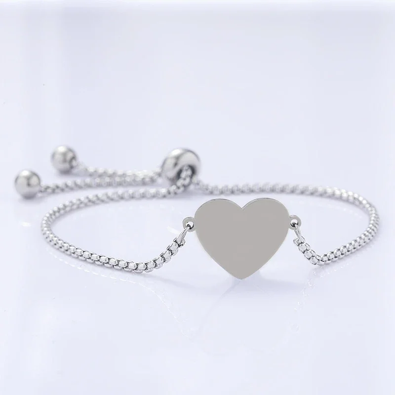 Bracelet with Blank Heart and Adjustable Chain