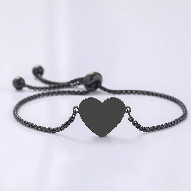 Bracelet with Blank Heart and Adjustable Chain