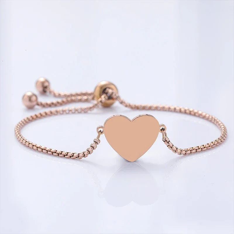 Bracelet with Blank Heart and Adjustable Chain