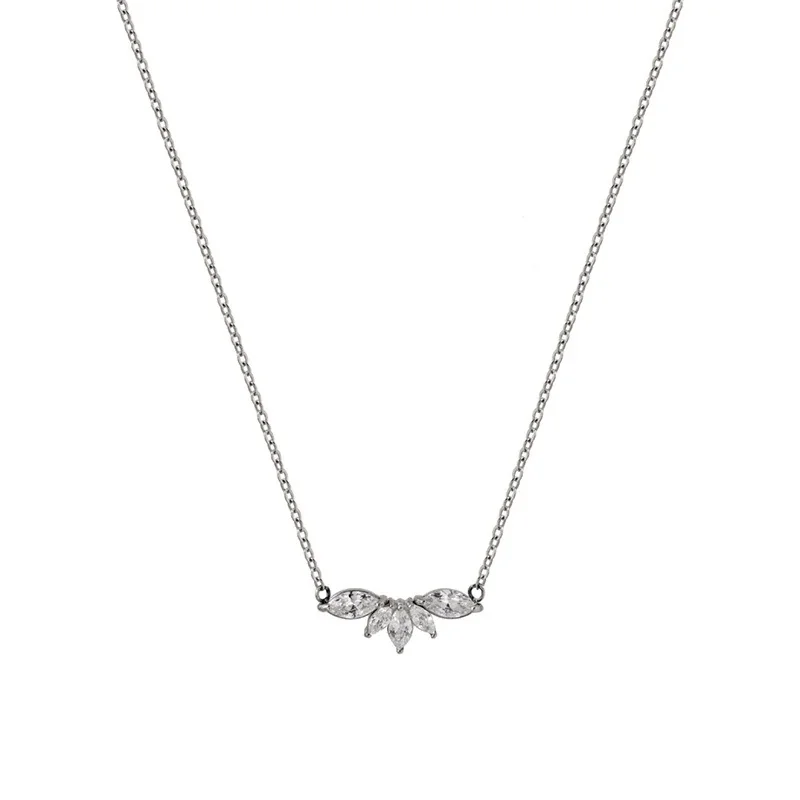 Delicate Stainless Steel Marquise CZ Necklace