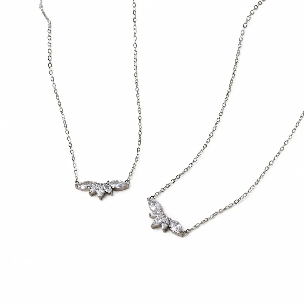 Delicate Stainless Steel Marquise CZ Necklace