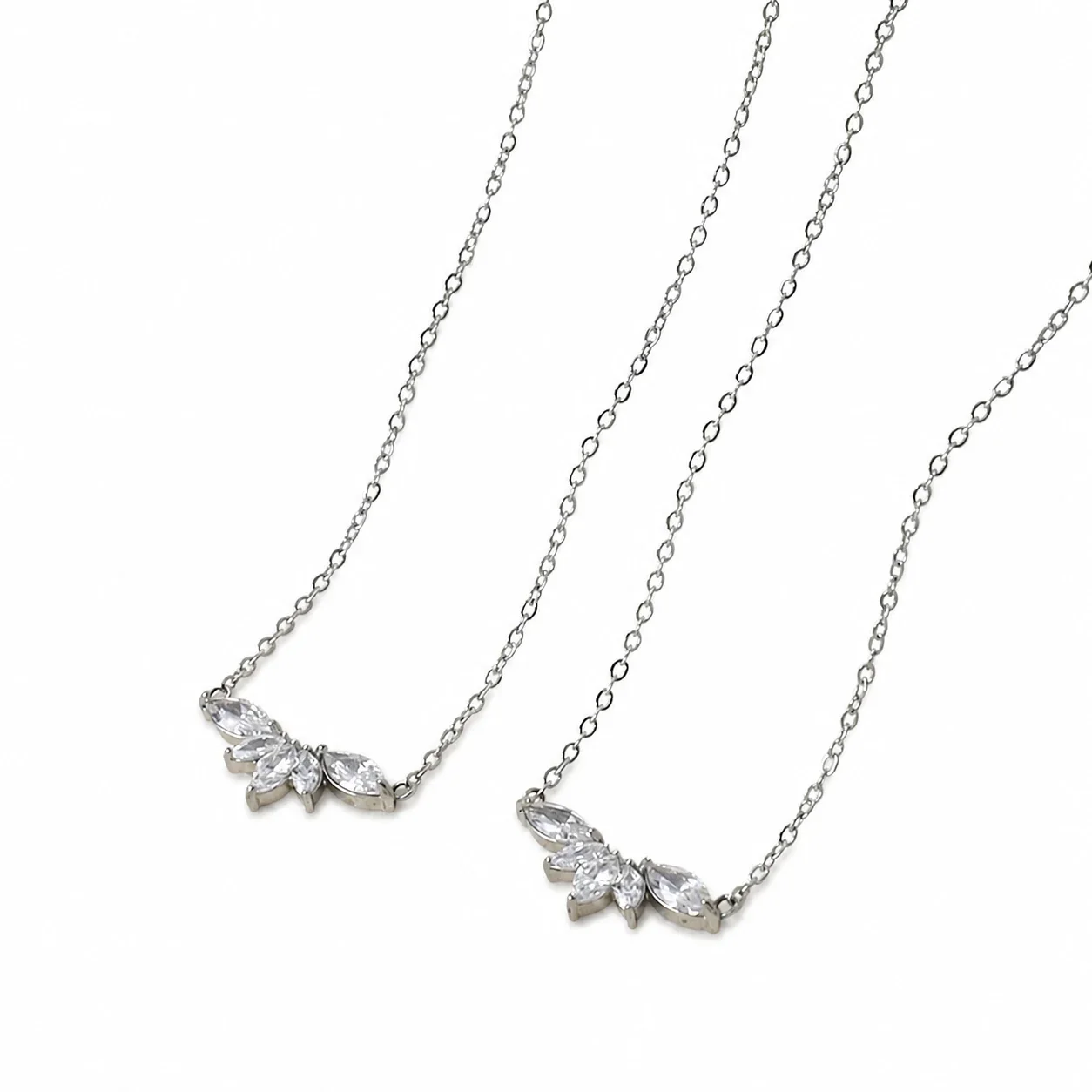 Delicate Stainless Steel Marquise CZ Necklace