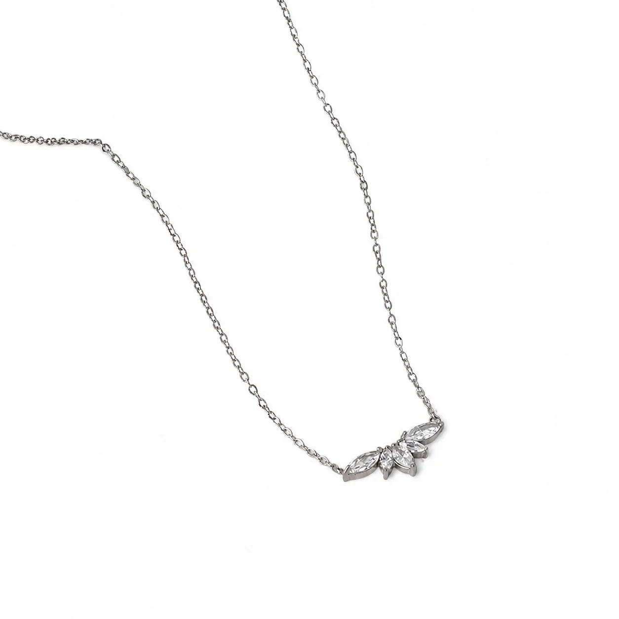 Delicate Stainless Steel Marquise CZ Necklace