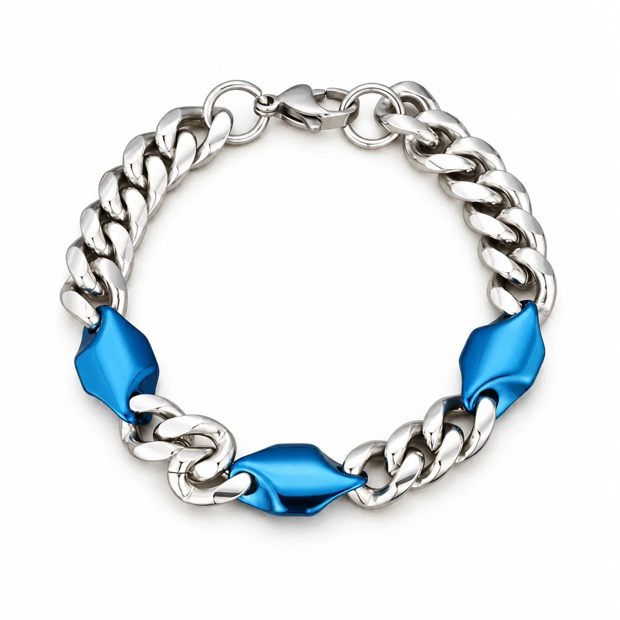 Photo produit : Bracelet à maille gourmette avec trois motifs écusson PVD doré