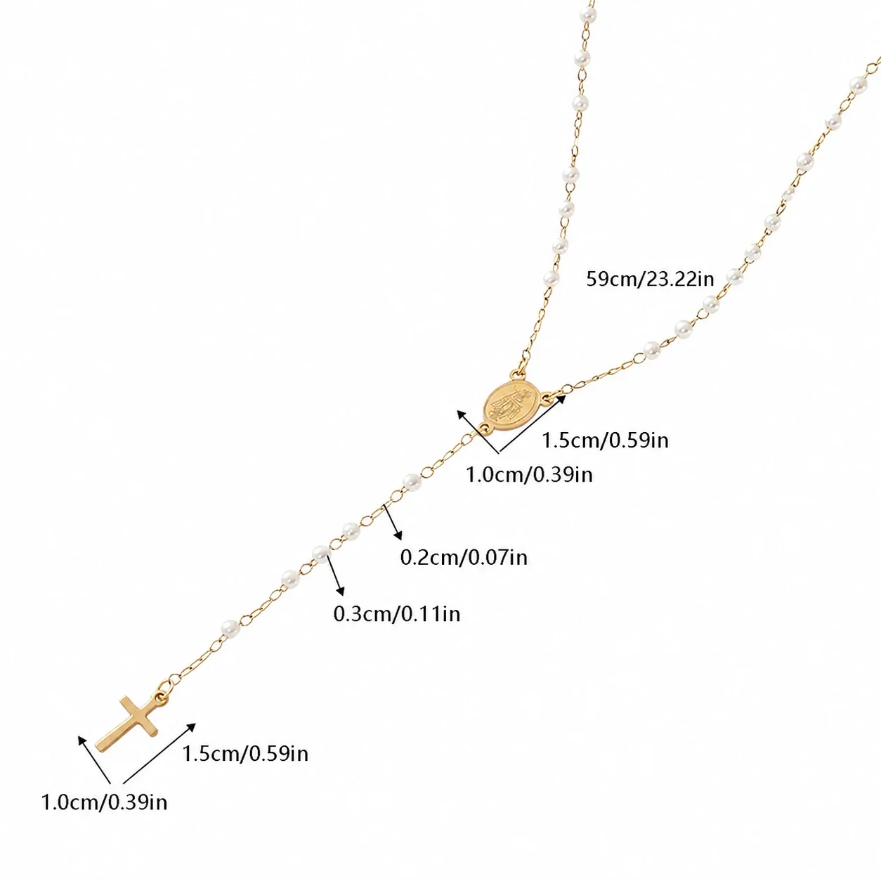 Delicate 316 Stainless Steel Pearl Rosary Necklace