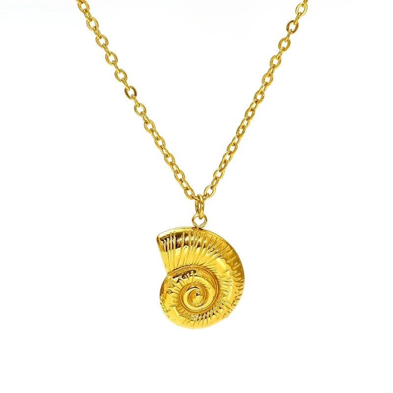 Coastal Muschel-Halskette aus 18K vergoldetem Edelstahl mit Kabelkette