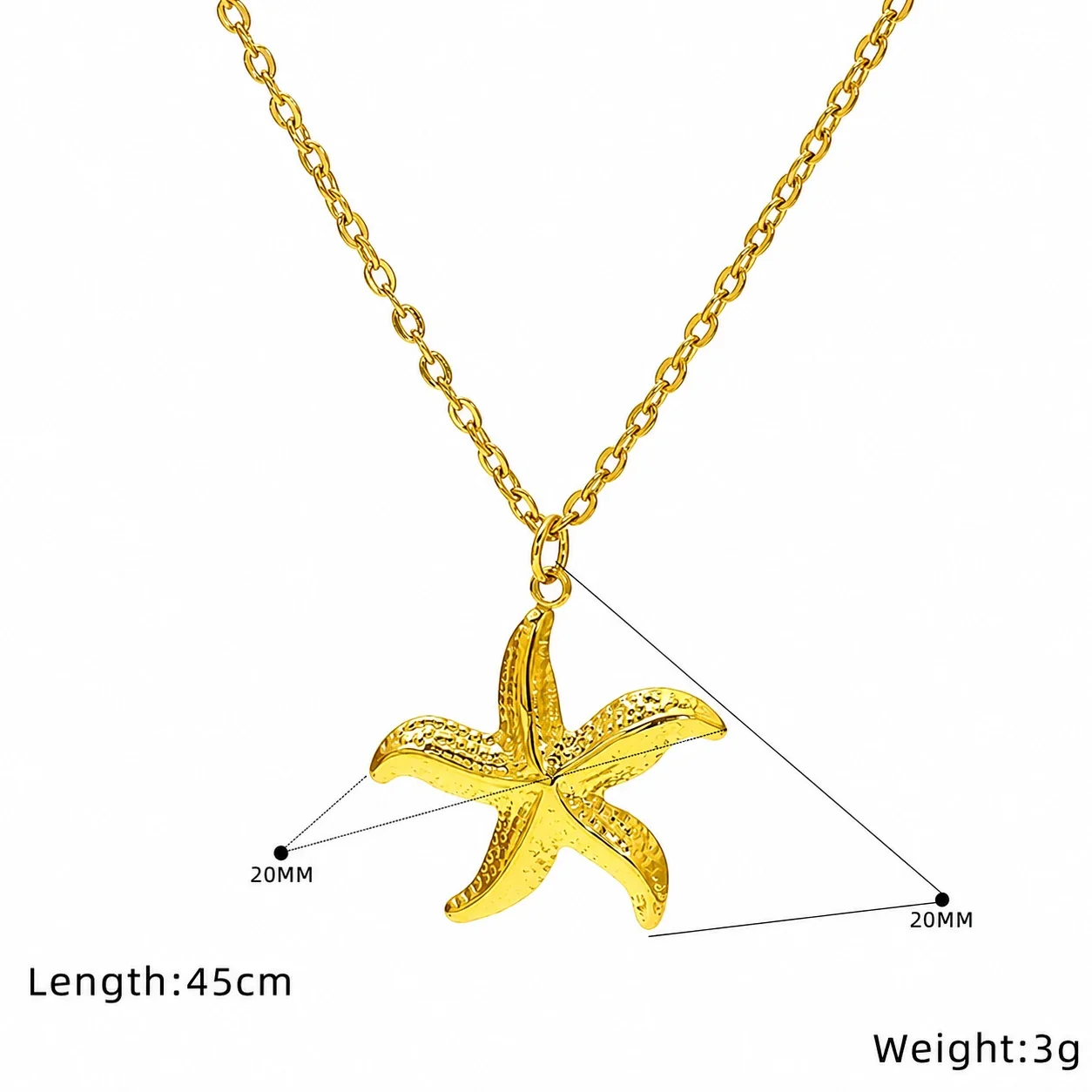 Coastal 18K Gold-Plated Stainless Steel Shell Cable Necklace - Gold Starfish