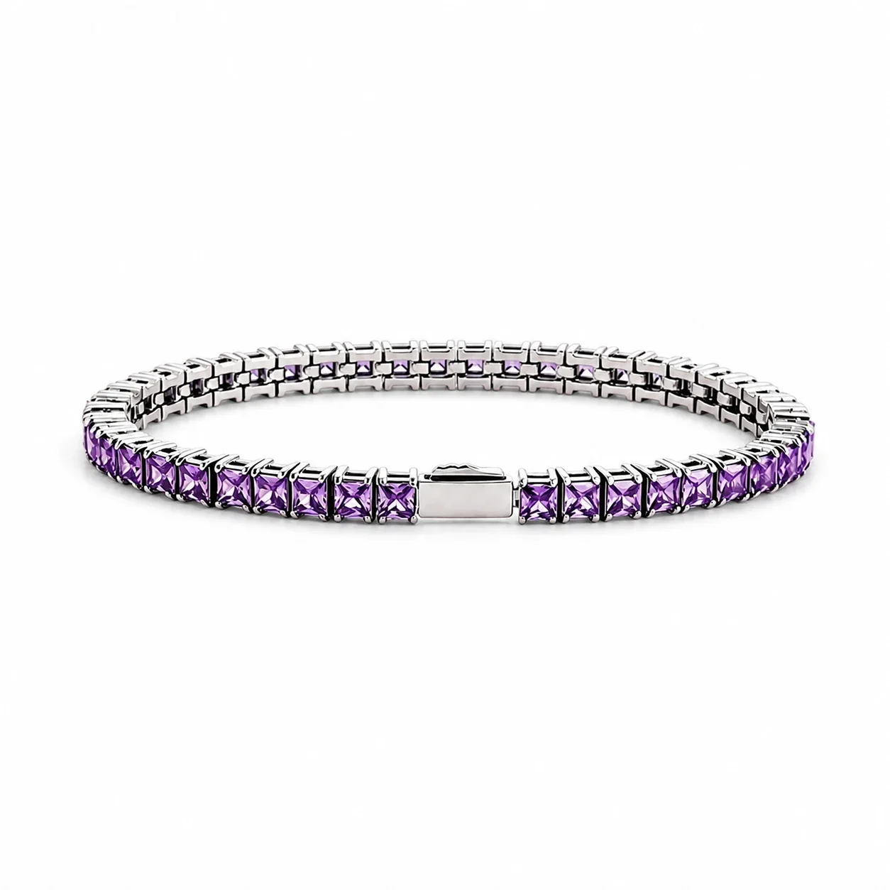 Sleek 316 Stainless Steel Square CZ Tennis Bracelet