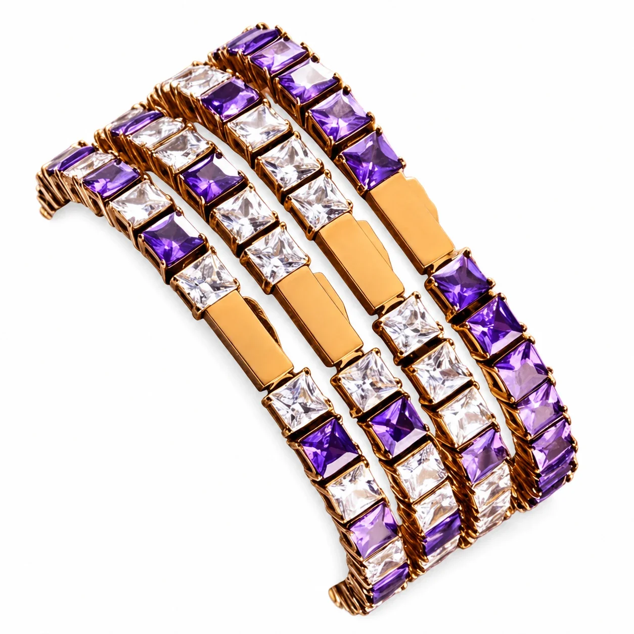 Sleek 316 Stainless Steel Square CZ Tennis Bracelet