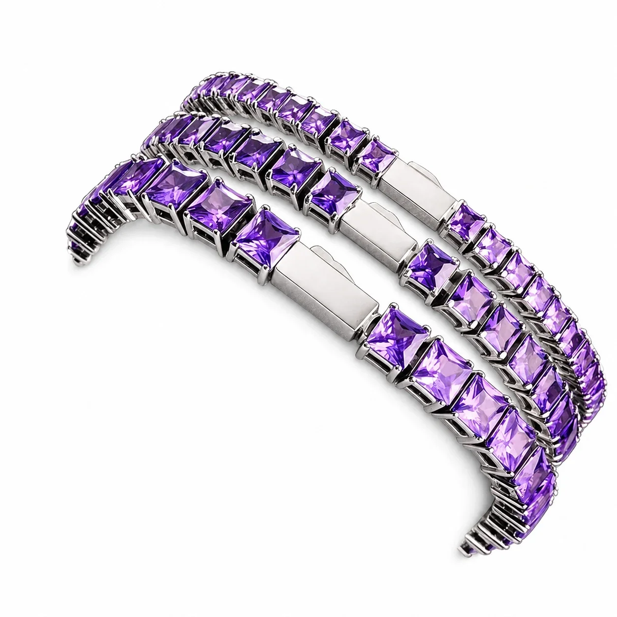 Sleek 316 Stainless Steel Square CZ Tennis Bracelet