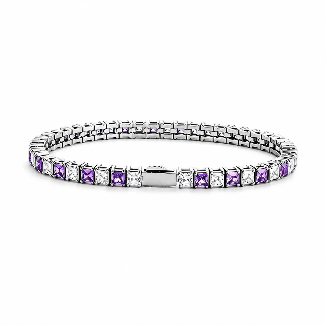 Sleek 316 Stainless Steel Square CZ Tennis Bracelet