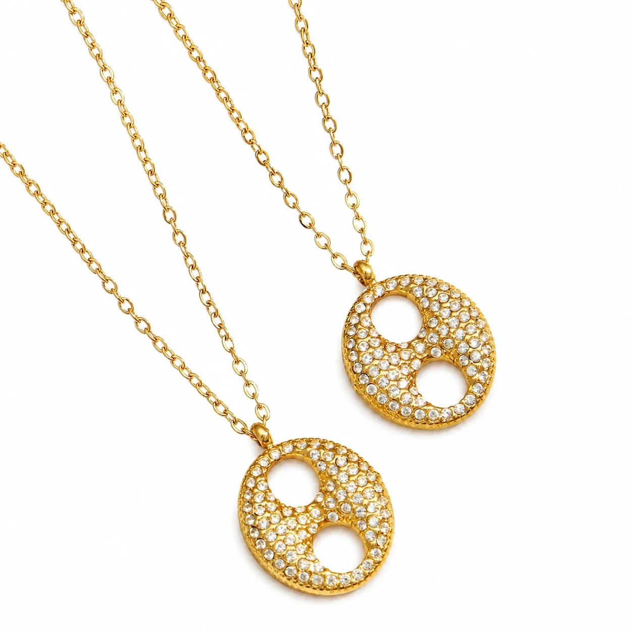 Radiant Gold PVD 316L Stainless Steel Pavé Disc Y Necklace