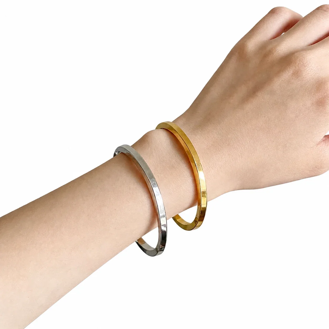 Sculpted Gold-Plated Twisted Open-Front Stainless Steel Cuff