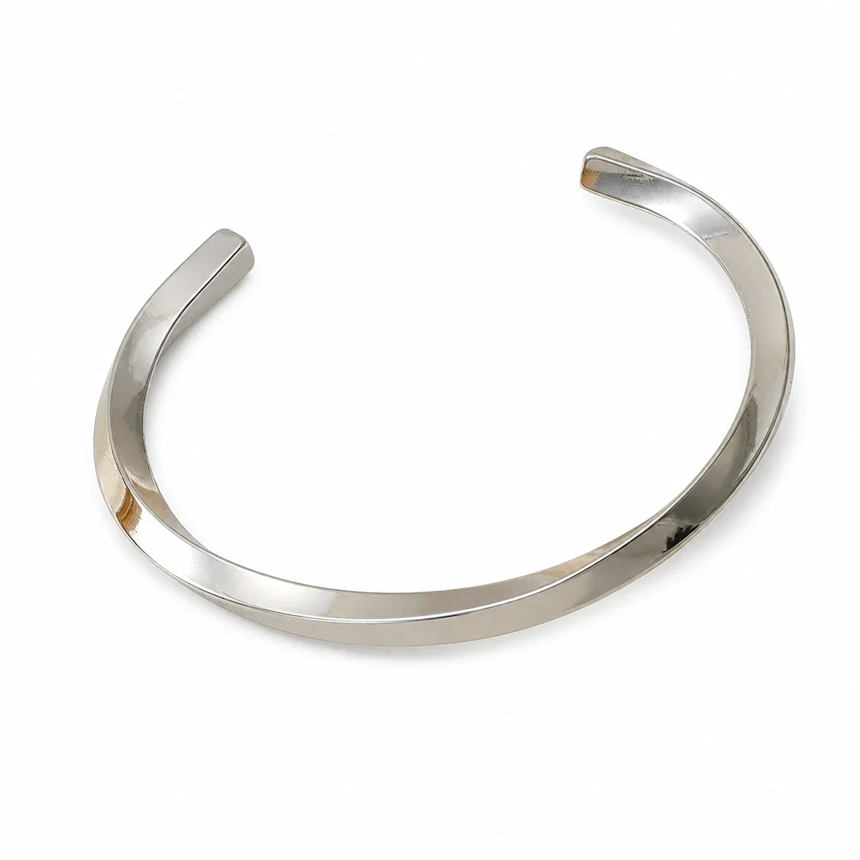 Sculpted Gold-Plated Twisted Open-Front Stainless Steel Cuff