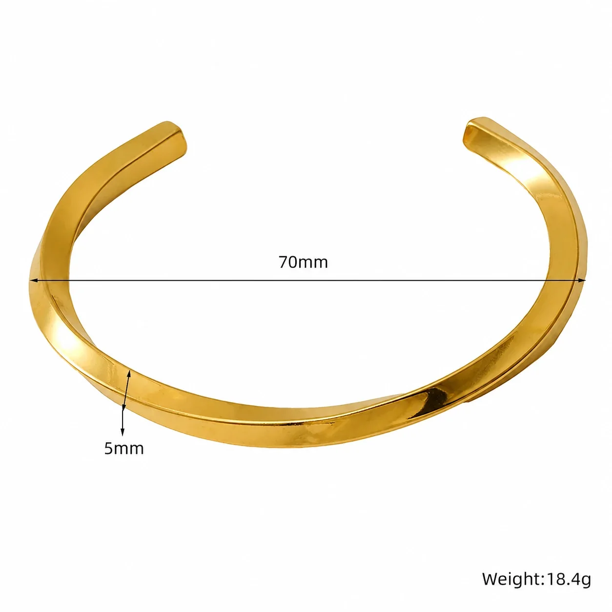 Sculpted Gold-Plated Twisted Open-Front Stainless Steel Cuff - Gold