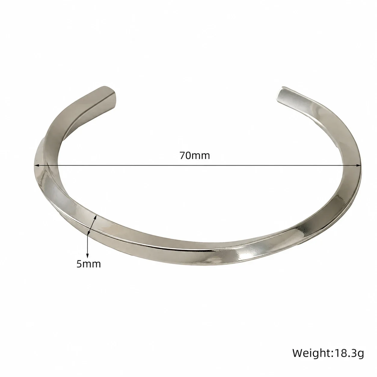 Sculpted Gold-Plated Twisted Open-Front Stainless Steel Cuff - Silver