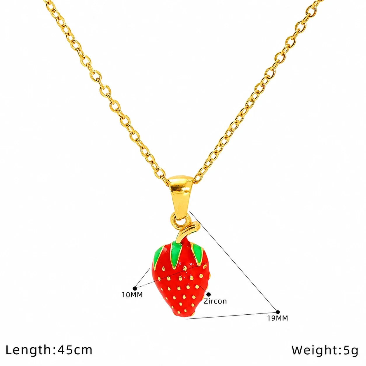 Playful Gold-Tone Red Enamel Fruit Cable Chain Necklace - Gold Fruit