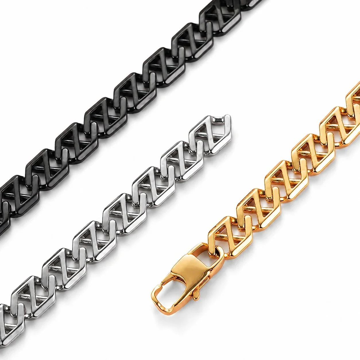 Bold 316 Stainless Steel Geometric Link Bracelet