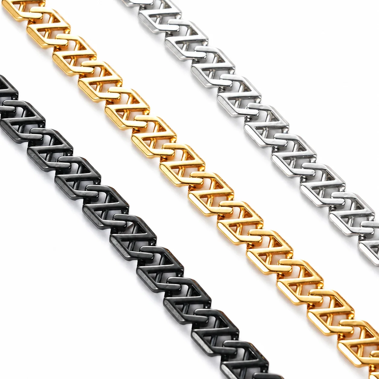 Bold 316 Stainless Steel Geometric Link Bracelet