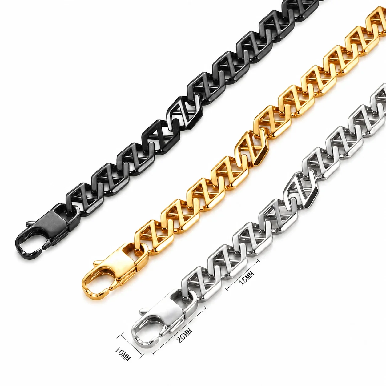 Bold 316 Stainless Steel Geometric Link Bracelet