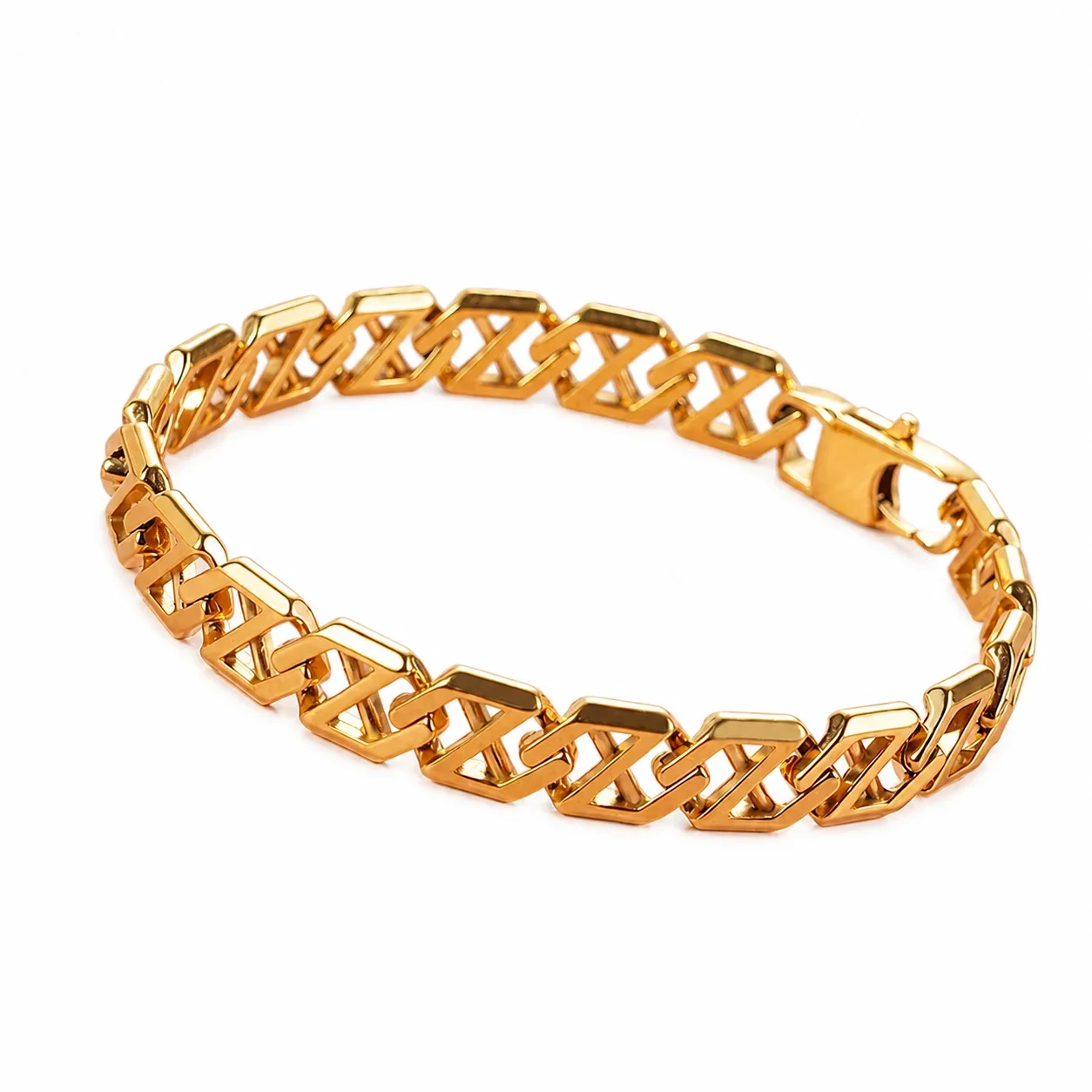 Bold 316 Stainless Steel Geometric Link Bracelet - 18K Gold