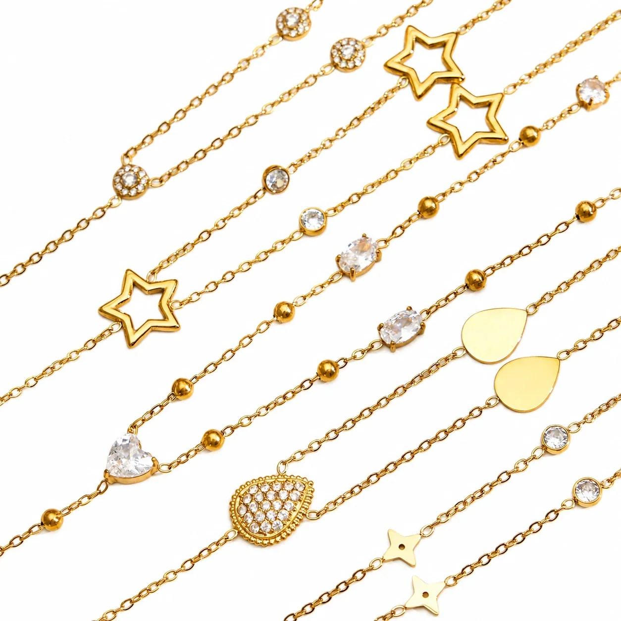 Delicate CZ Star Teardrop 316L Stainless Steel Y Necklace