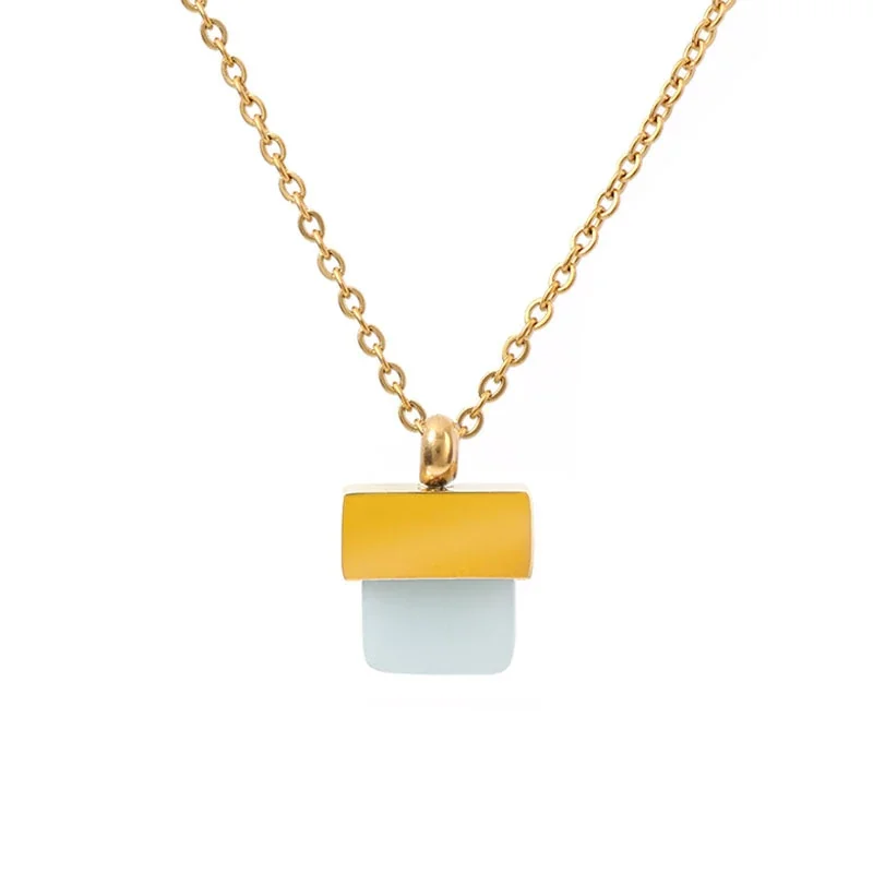 Artful Gold-Plated Stainless Steel Square Stone Hoop Jewelry Set - Amazonite