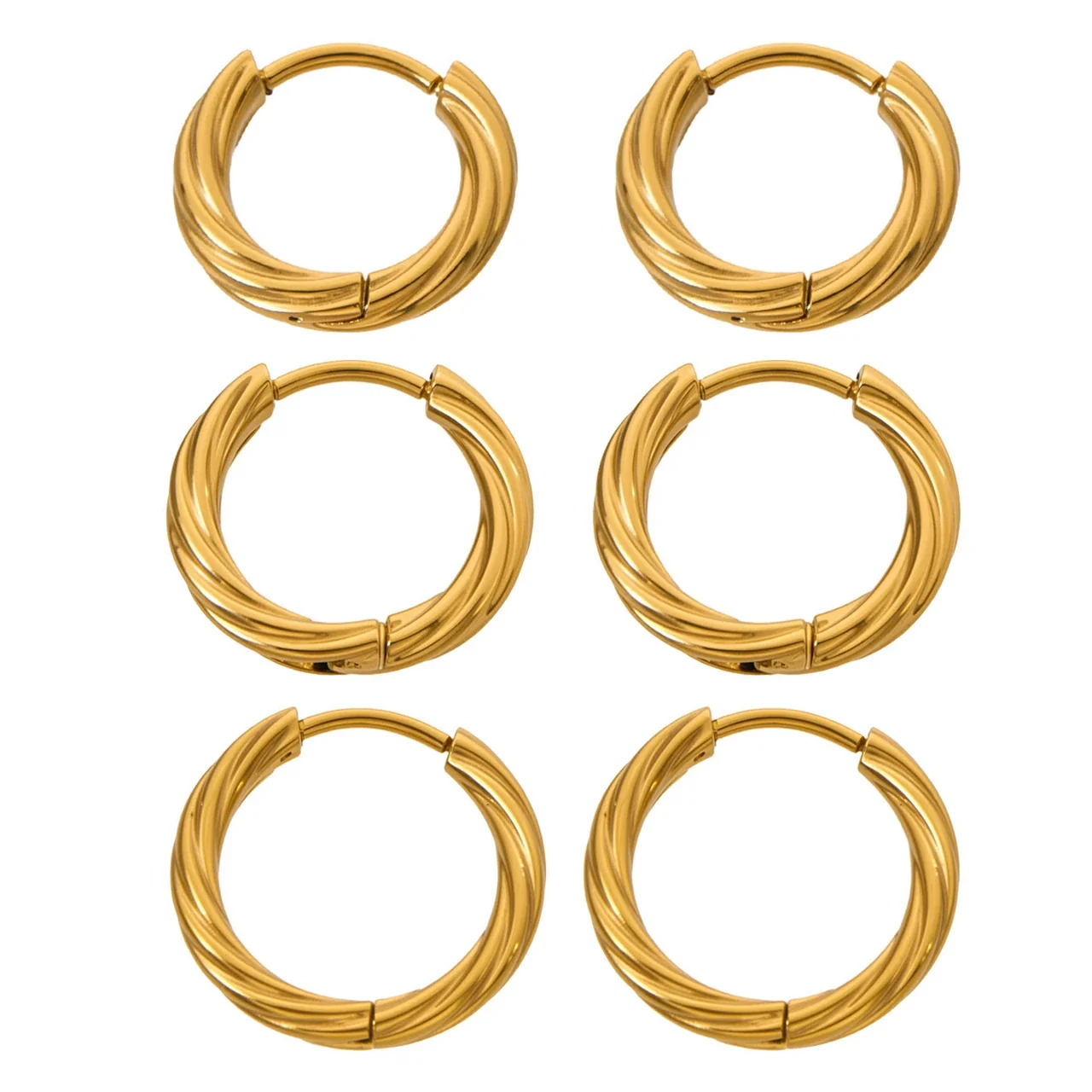 Sculpted 316 Stainless Steel Twisted Hoop Earrings