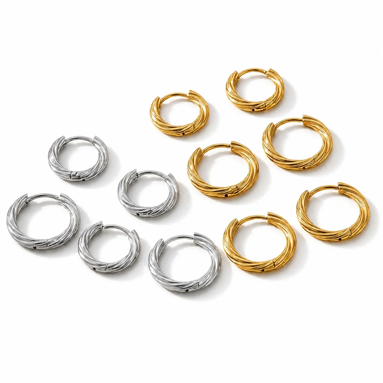 Sculpted 316 Stainless Steel Twisted Hoop Earrings
