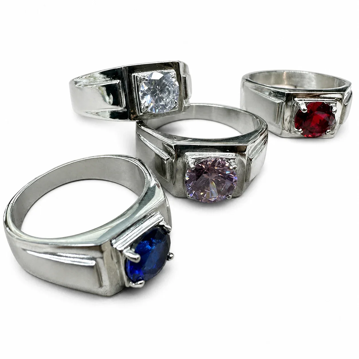 Bold 316 Stainless Steel Round CZ Signet Ring