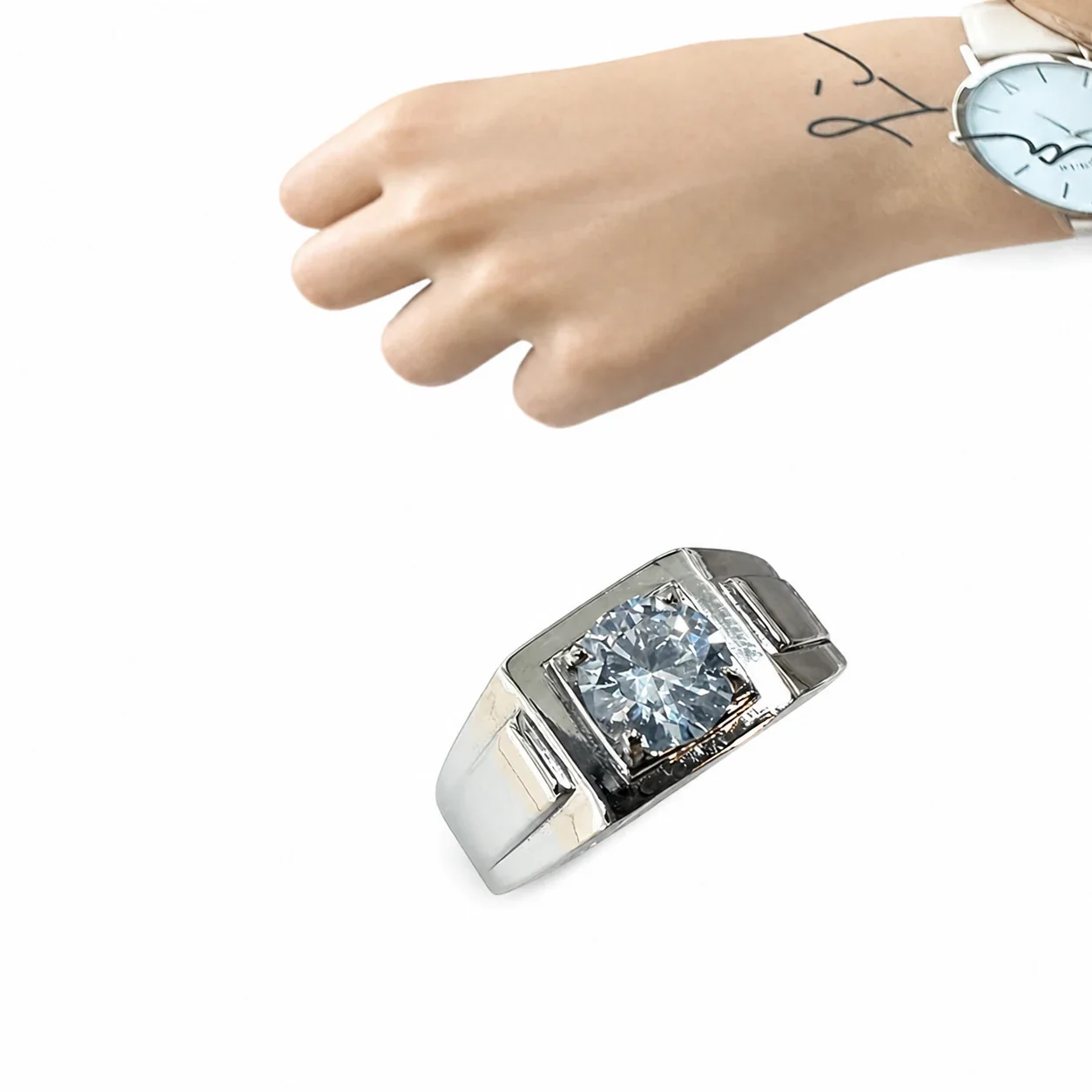 Bold 316 Stainless Steel Round CZ Signet Ring