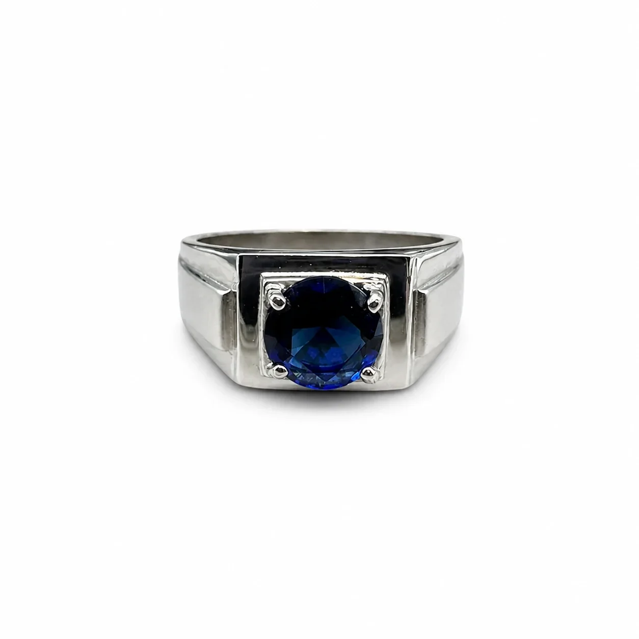 Bold 316 Stainless Steel Round CZ Signet Ring