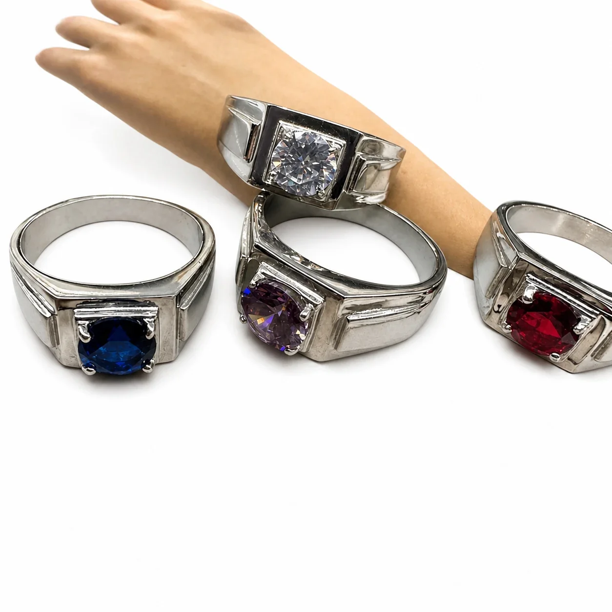 Bold 316 Stainless Steel Round CZ Signet Ring