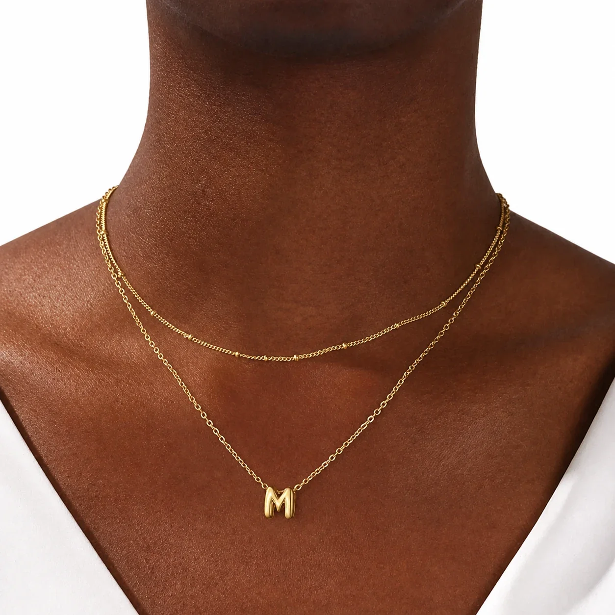 Layered 316 Stainless Steel Initial Choker Necklace