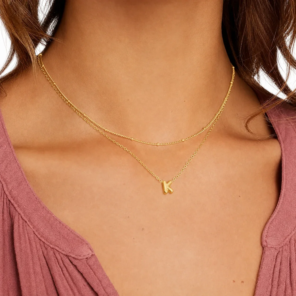 Layered 316 Stainless Steel Initial Choker Necklace
