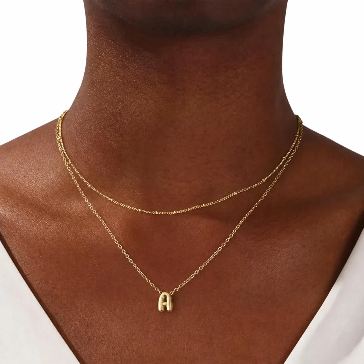 Layered 316 Stainless Steel Initial Choker Necklace