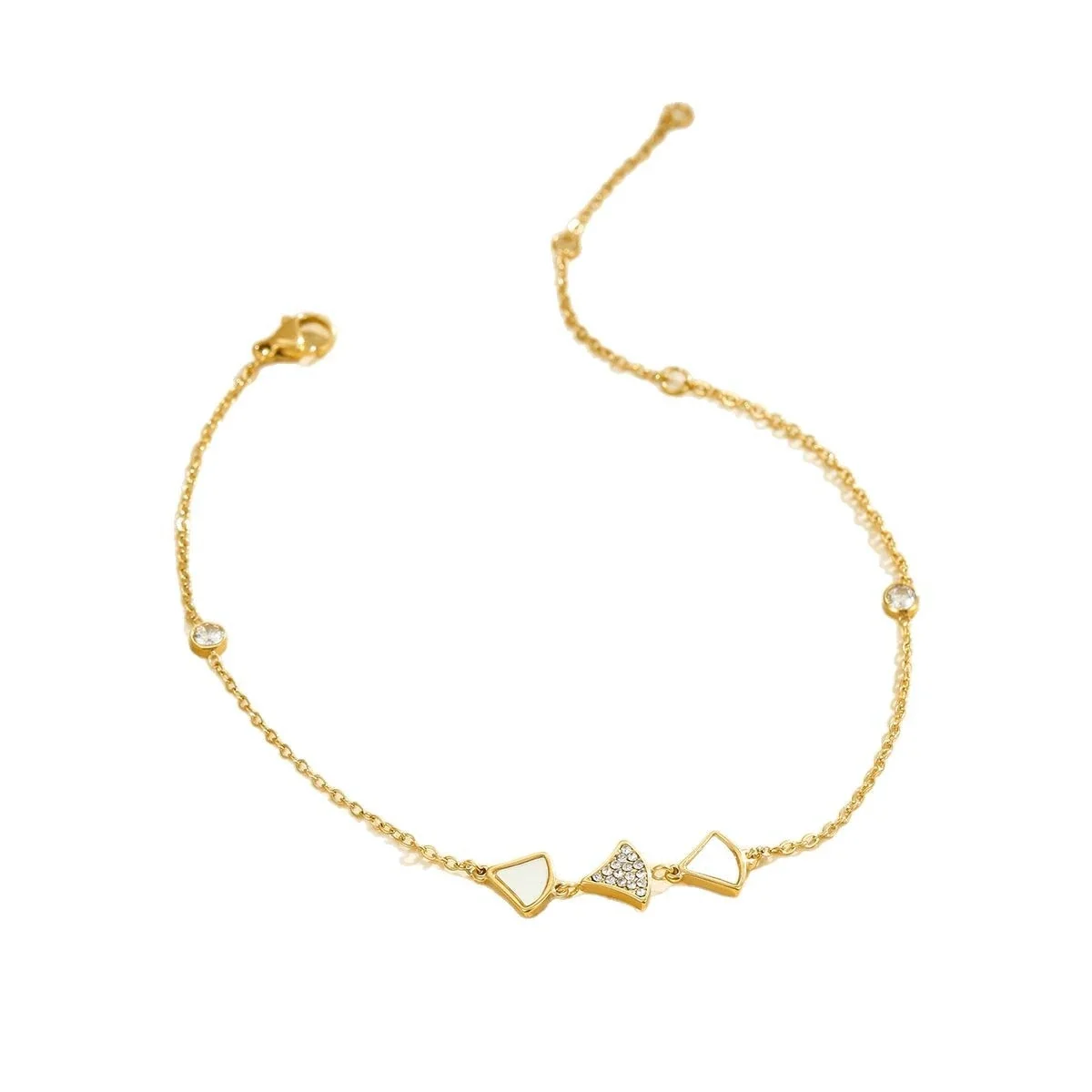 Heart Motif Stainless Steel Anklet with Fine Link Chain