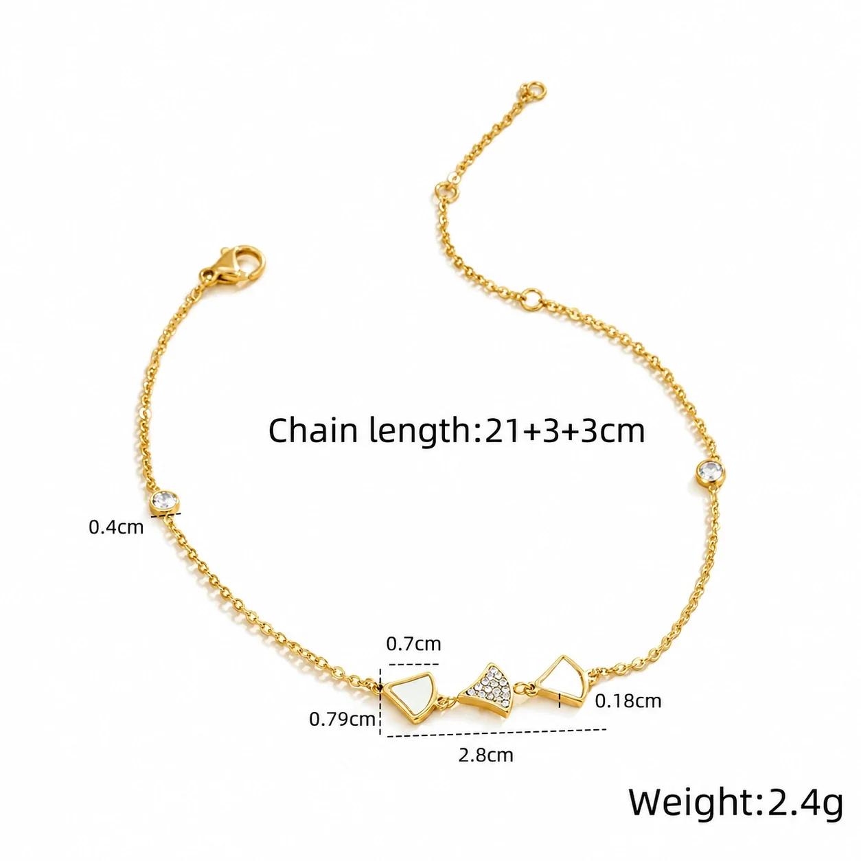 Photo produit : Bracelet de cheville en acier inoxydable à motif cœur et fine chaîne à maillons