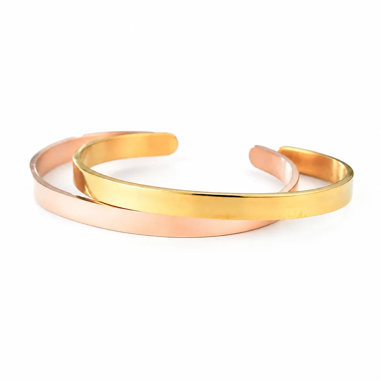 Minimal Stainless Steel Open C Flat Band Cuff Bracelet