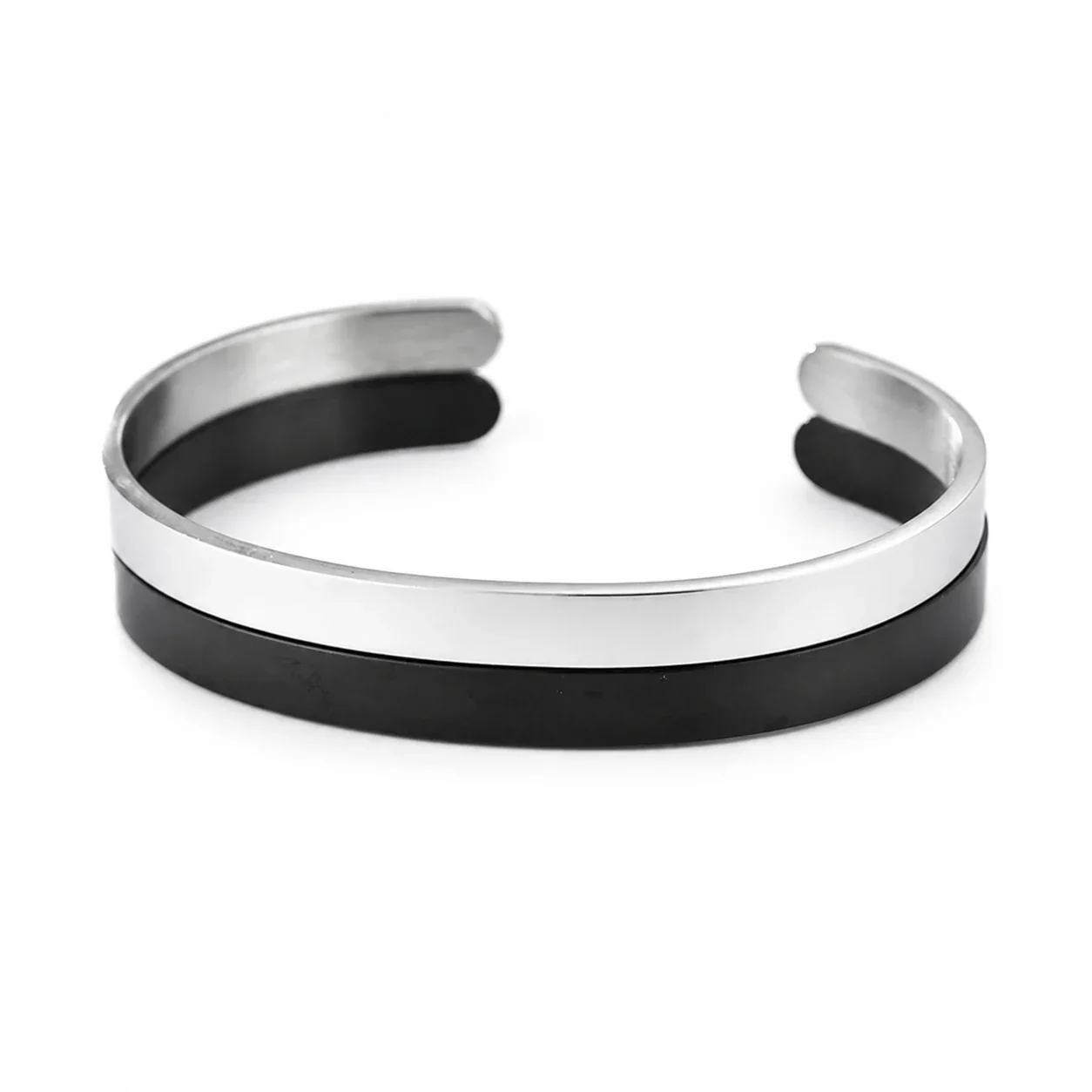 Minimal Stainless Steel Open C Flat Band Cuff Bracelet