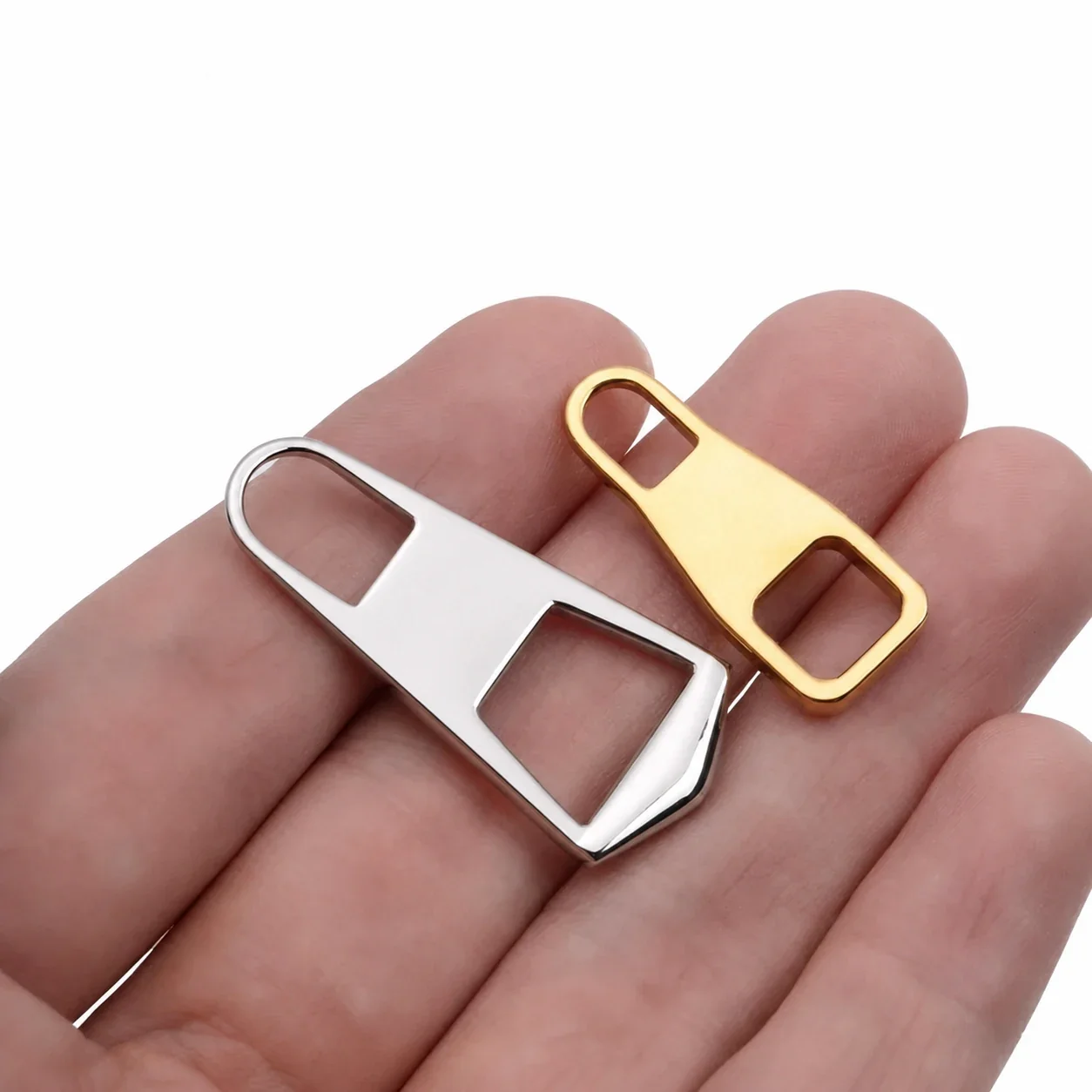Polished Stainless Steel Cutout Zipper Pull Accessory