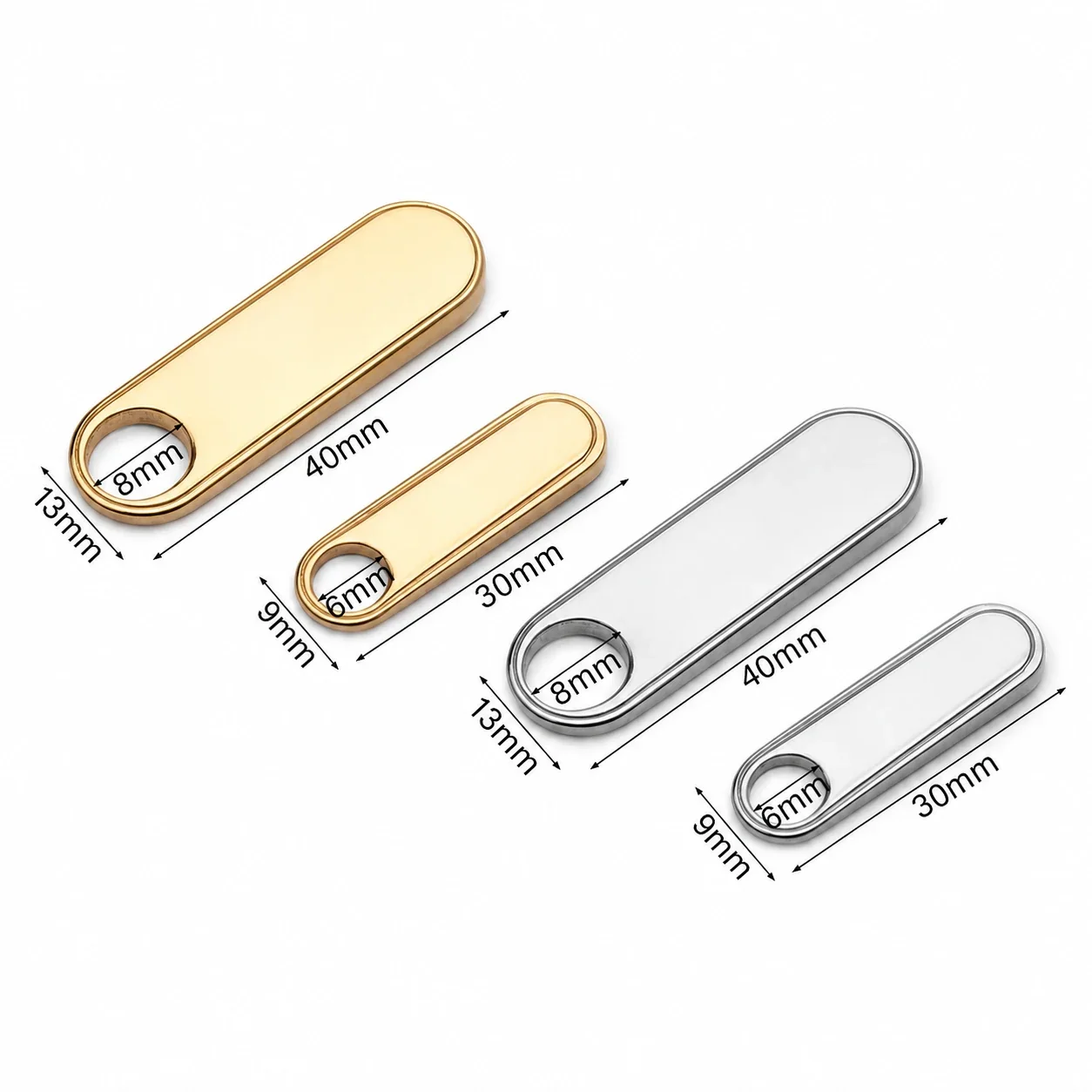 Polished Stainless Steel Cutout Zipper Pull Accessory