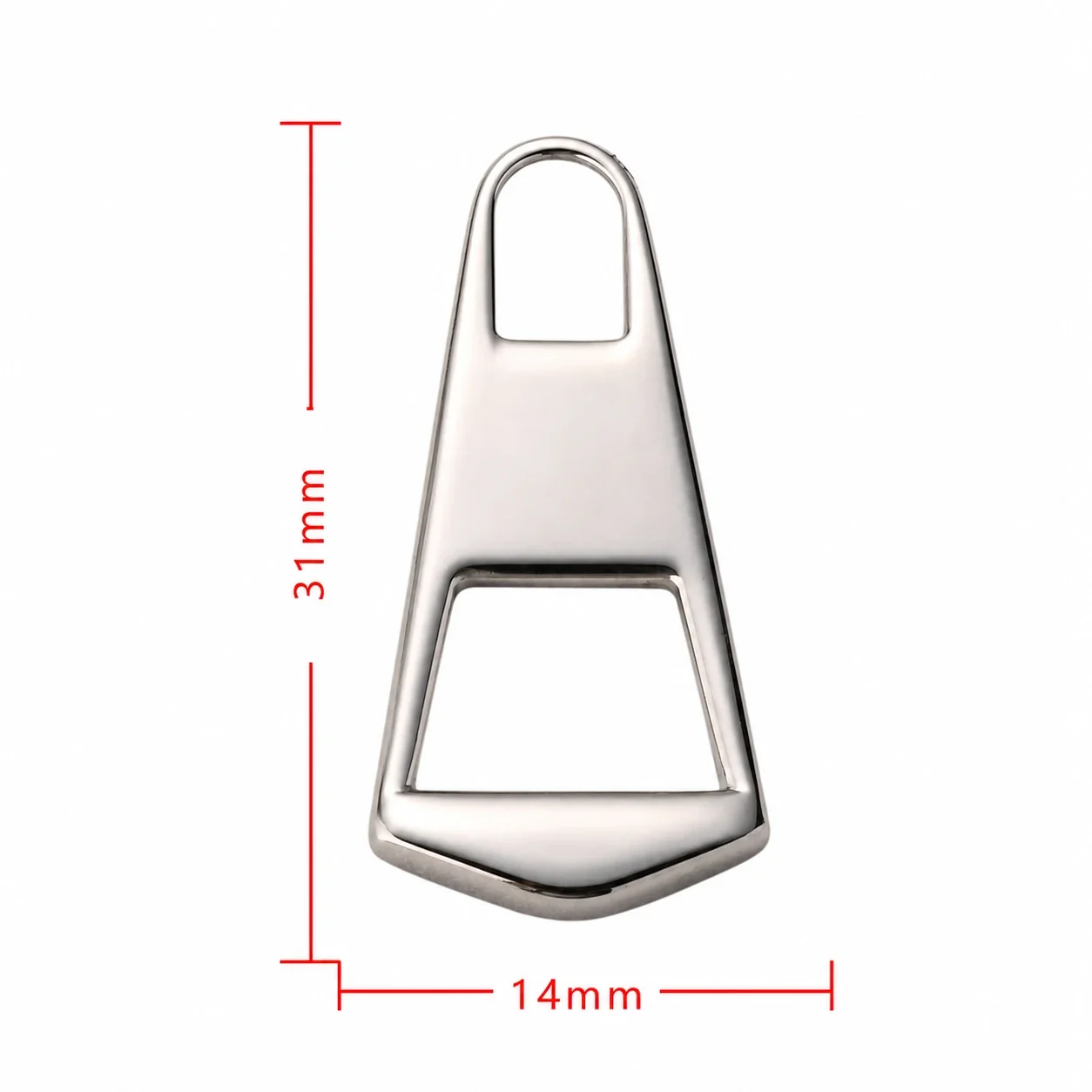 Polished Stainless Steel Cutout Zipper Pull Accessory - Silver Arrow Small