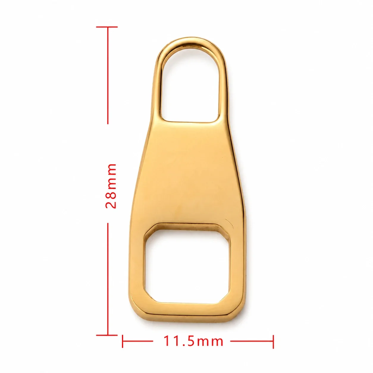 Polished Stainless Steel Cutout Zipper Pull Accessory - Gold Bottle Small