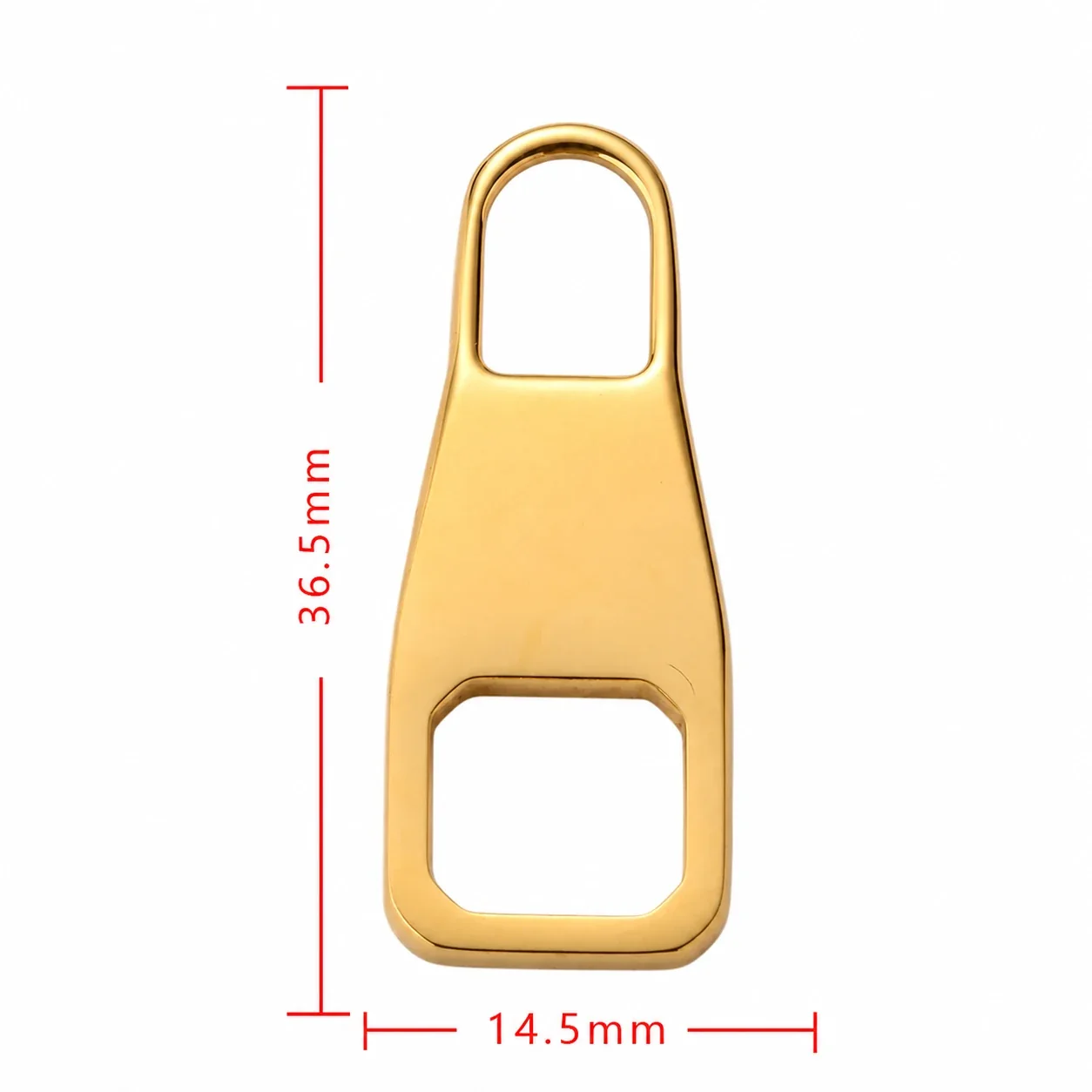 Polished Stainless Steel Cutout Zipper Pull Accessory - Gold Bottle Large